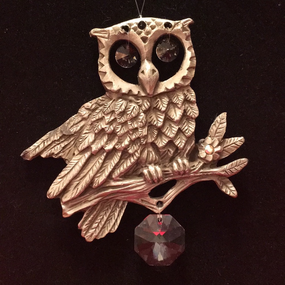 Owl Ornament with Crystal Eyes and Accents